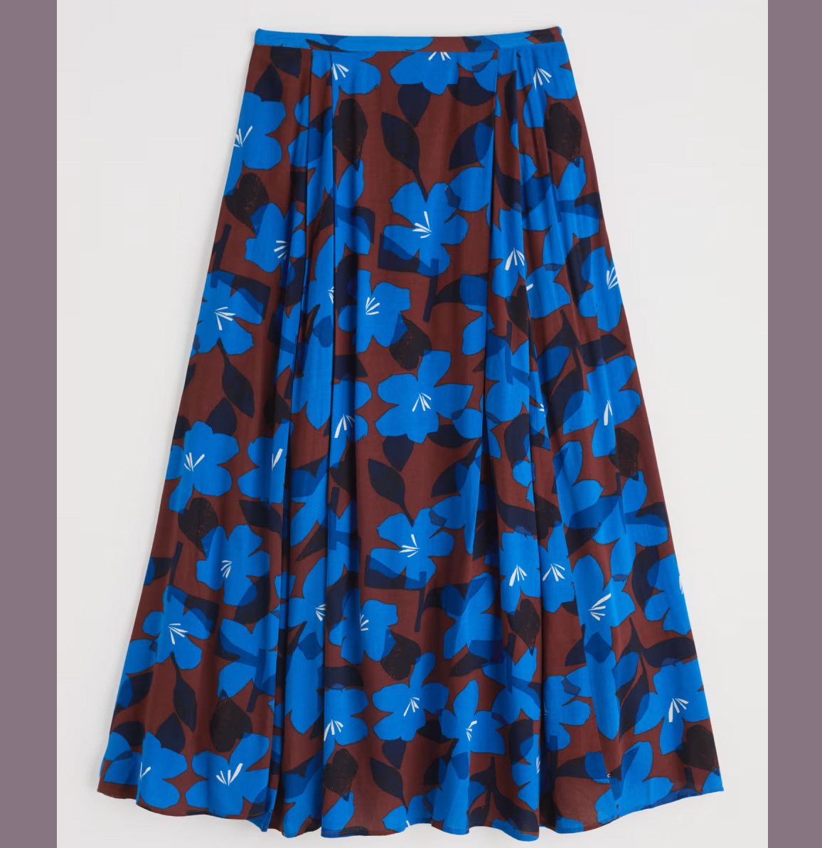 SEASALT CORNWALL Lethlean Pleated Maxi Skirt, Langer Rock, Macro Flower Cocoa