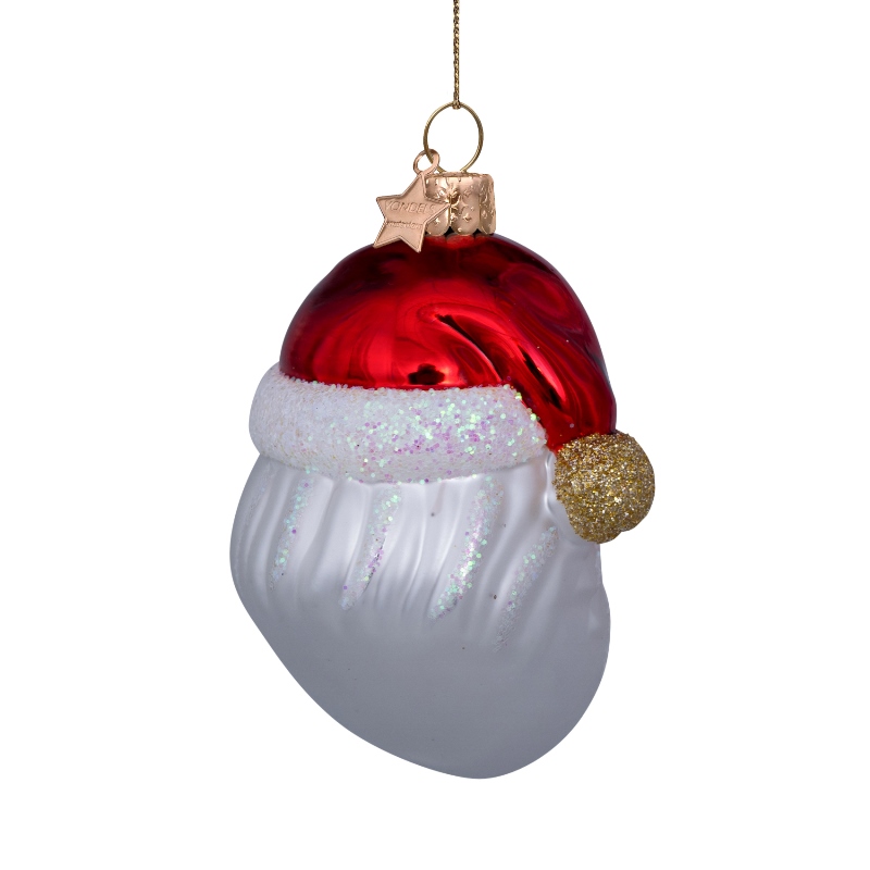 Weihnachtskugel Santa mit Herz Sonnenbrille,   H. ca. 10 cm, Glas von Vondels