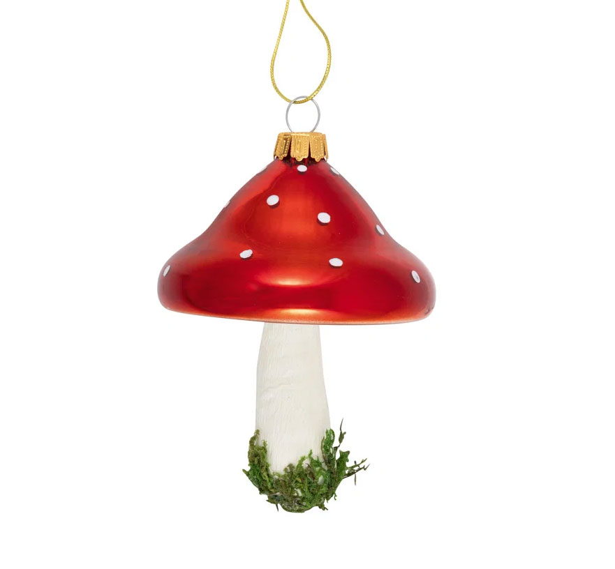 GreenGate Christbaumanhänger „Fliegenilz“ Rot, Glas, Mushroom glass Spot red, ca. 9 cm