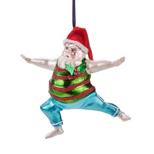 Yoga Weihnachtskugel Yoga Santa, Krieger-Haltung  Glas, ca. 13 cm  