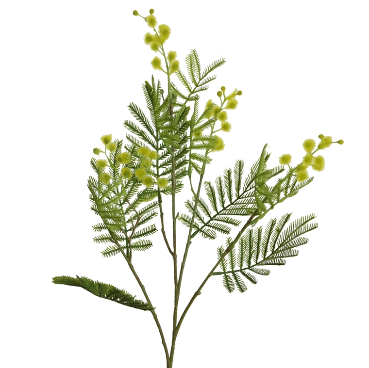 % Mimose 64 cm gelb, Kunstblume Zweig 