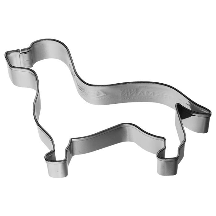 Ausstecherle Dackel 7 cm, Edelstahl von Birkmann, mit Innenprägung, Prägeausstecher, Ausstechform , Hund 
