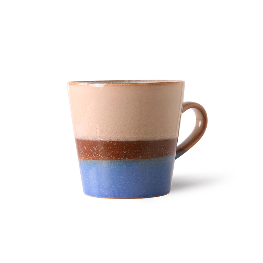 HKliving 70's Americano-Becher, blau-rosa, sky,  Siebziger Jahre Geschirr, Keramik, Tasse 