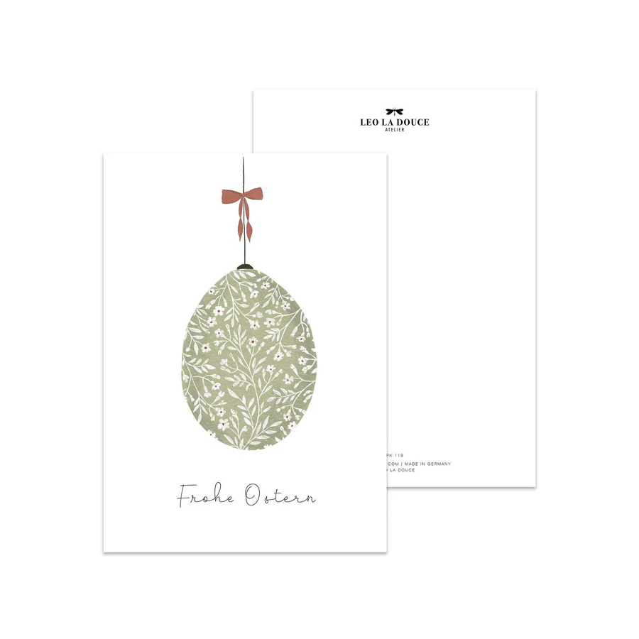 Leo la Douce Postkarte Frohe Ostern & Osterei grün