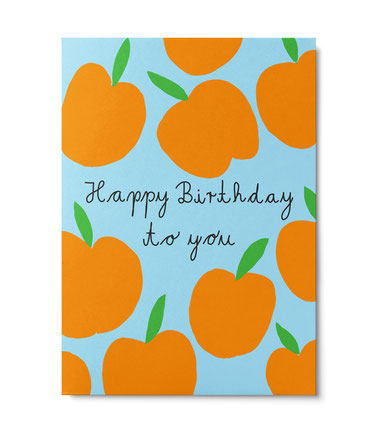 Postkarte "Happy Birthday to you" Aprikose von Annika Kelm, Unter Pinien 