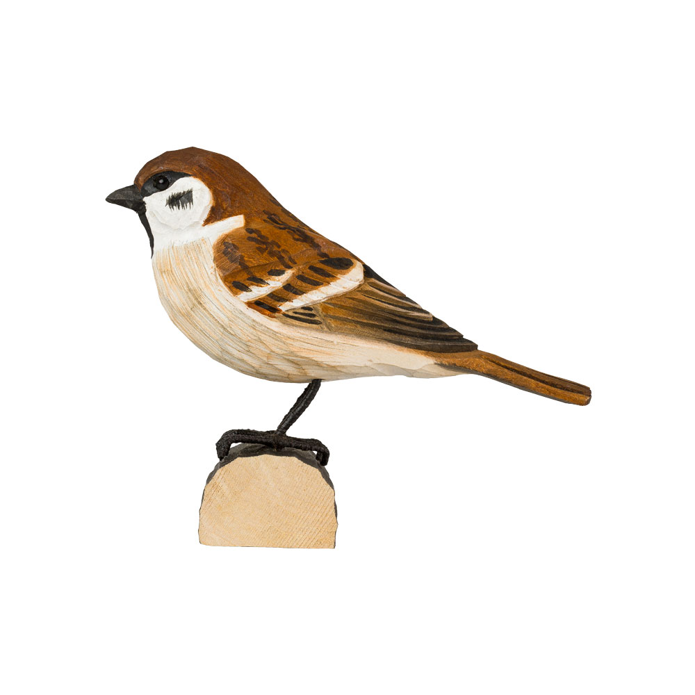Vogel Feldsperling Lindenholz handgeschnitzt Decobird von Wildlife Garden