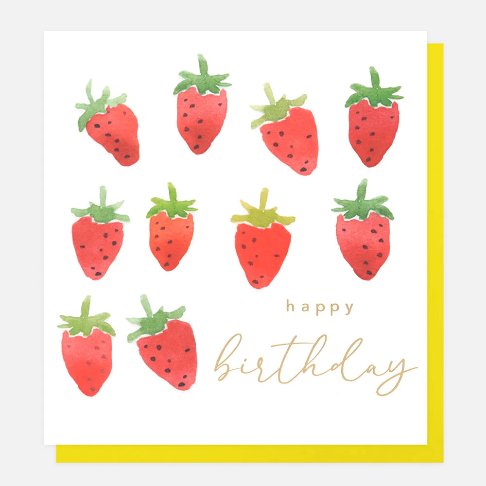 Caroline Gardner Doppelkarte "Strawberries Birthday"Erdbeeren, Geburtstagskarte   