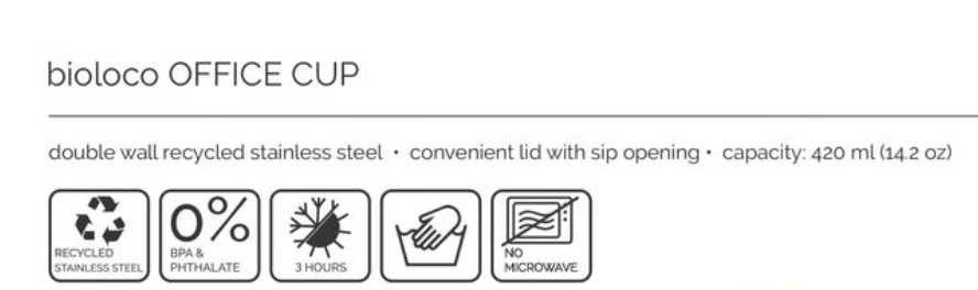 bioloco office extra fly, Edelstahlbecher fürs Büro