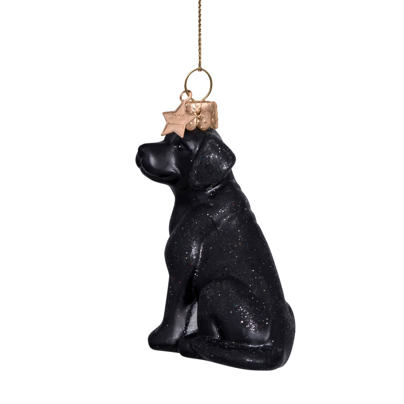 Weihnachtskugel Labrador schwarz, Glas,  H. ca.9 cm, Hund von Vondels