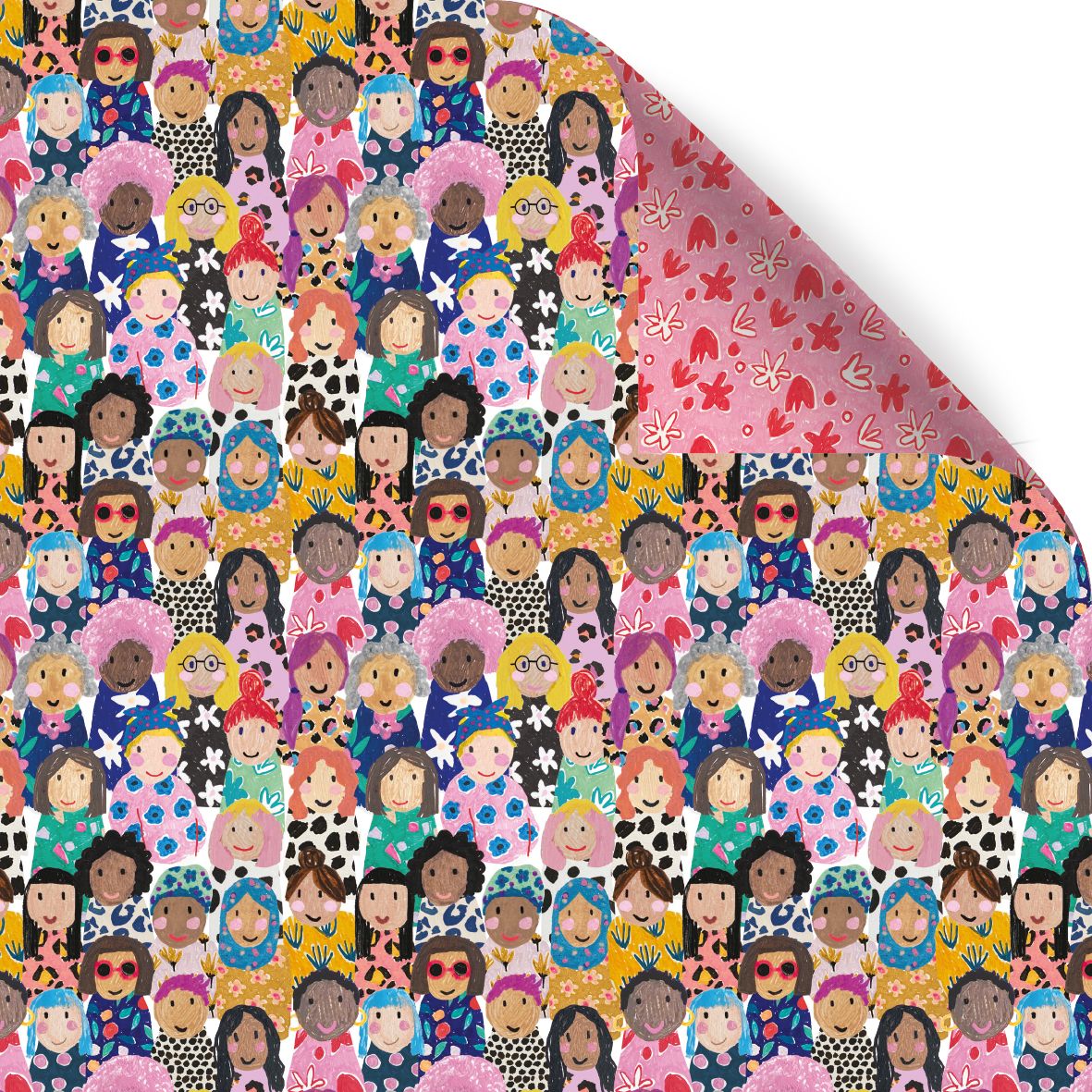 Geschenkpapier friendly-faces, ca. 50 x 70 cm , beidseitig bedruckt