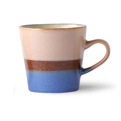 HKliving 70's Americano-Becher, blau-rosa, sky,  Siebziger Jahre Geschirr, Keramik, Tasse 