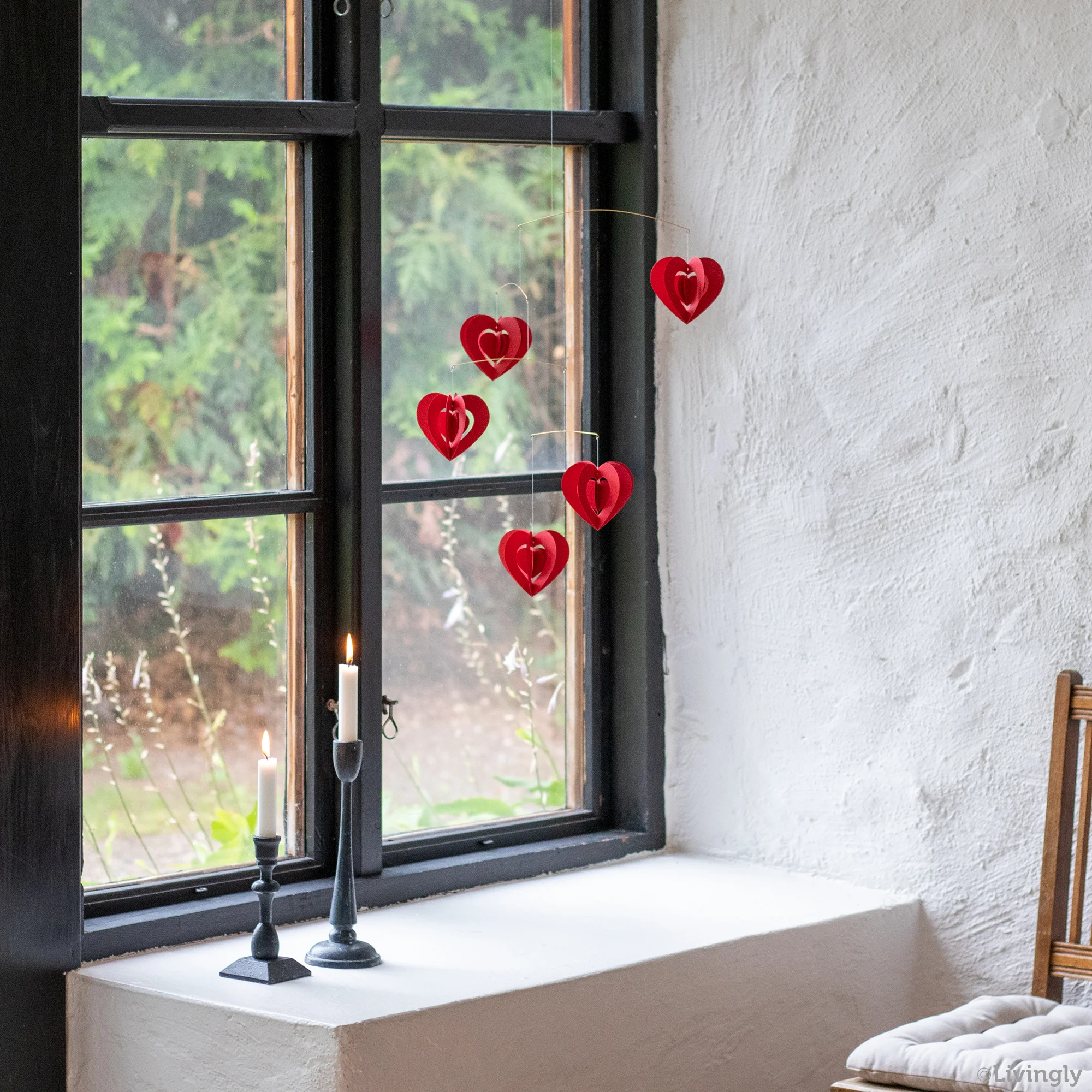 Livingly Clara Heart Mobile, rot, Herzen von Livingly  , ca. 45 x 50 cm