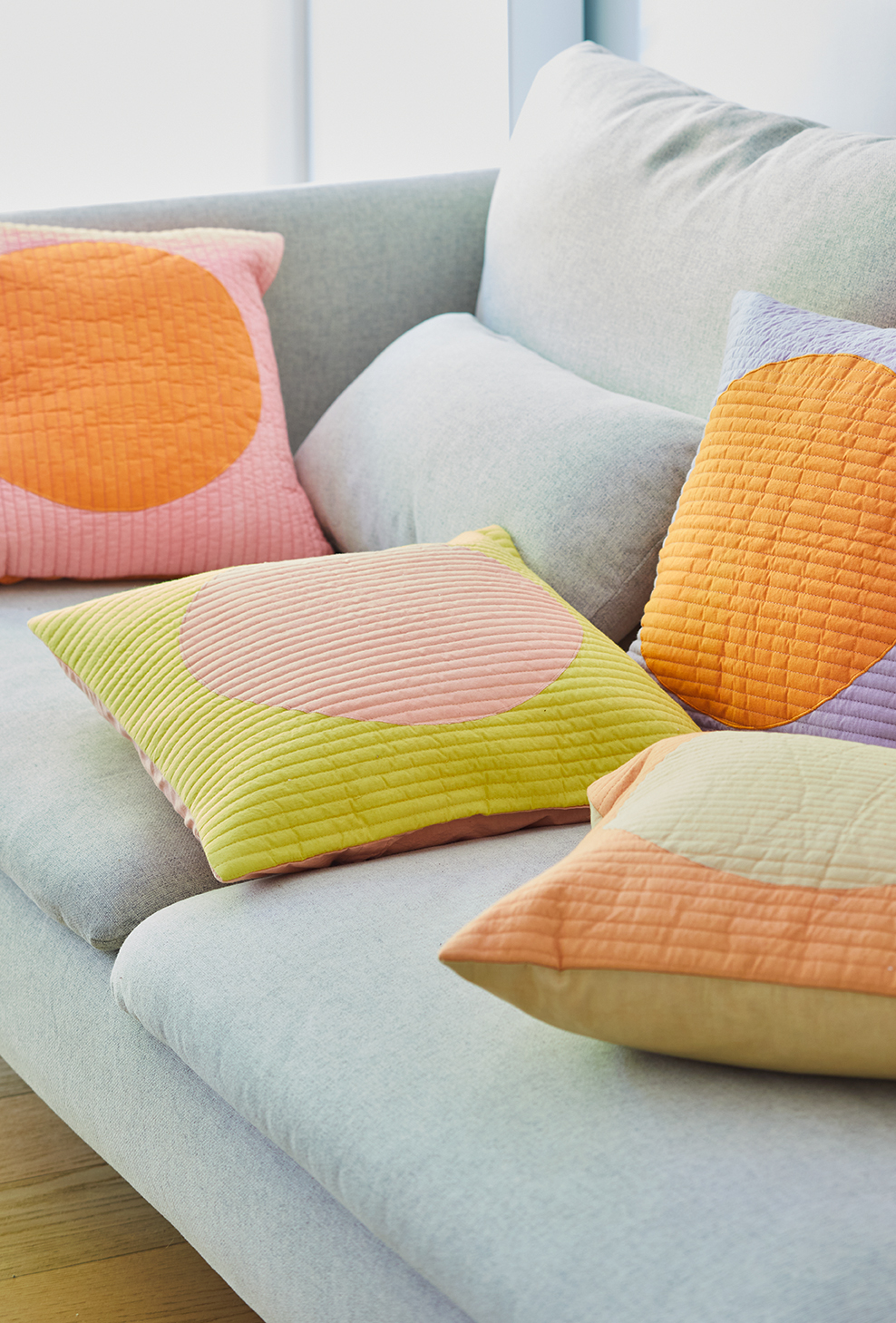 % Kissenhülle, FULL MOON, gequilted, CORAL/BEIGE, ca. 45 x 45 cm