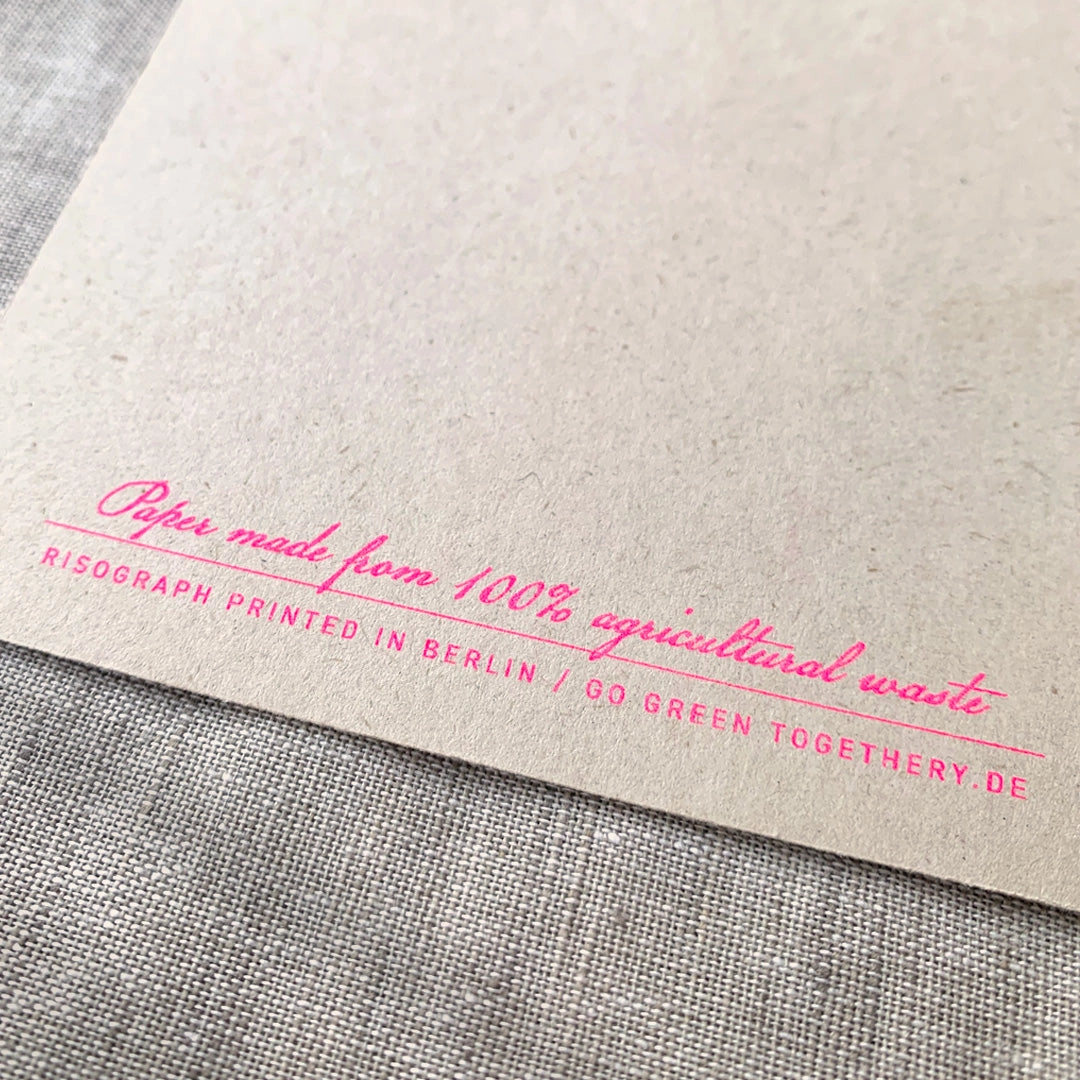 RISO Postkarte TYPO »EINLADUNG« ,  Neon Pink, handgedruckt von Togethery  
