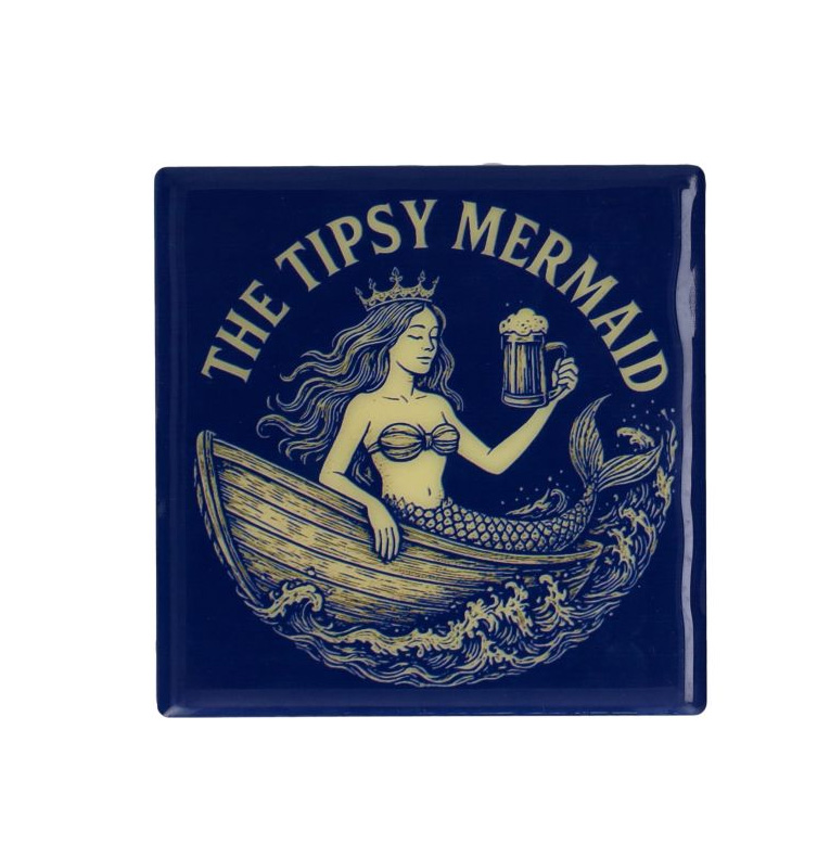 Love Tiles Untersetzer, Motiv: The Tipsy Mermaid, blau