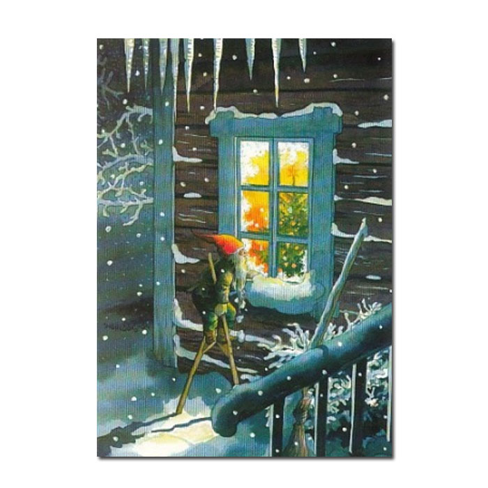 Postkarte Inge Löök "Zwerg auf Stelzen "  Löök Postkarte Weihnachten