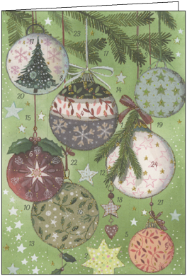 Adventskalender Doppelkarte "Christbaumkugeln"    