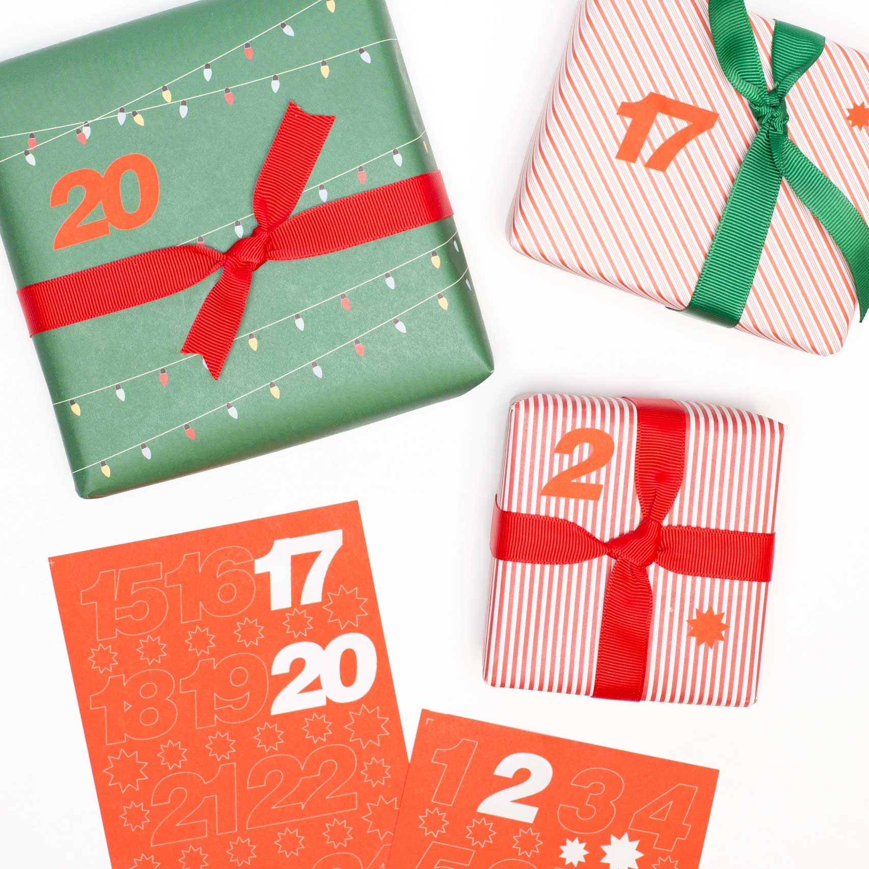 Adventskalender Zahlen Sticker Weihnachten - Rot