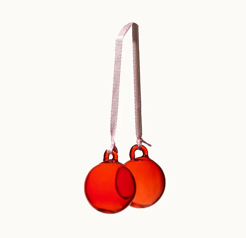 Hängende Kirschen aus farbigem Glas, Rot, glass christmas cherries, D. ca 3 cm