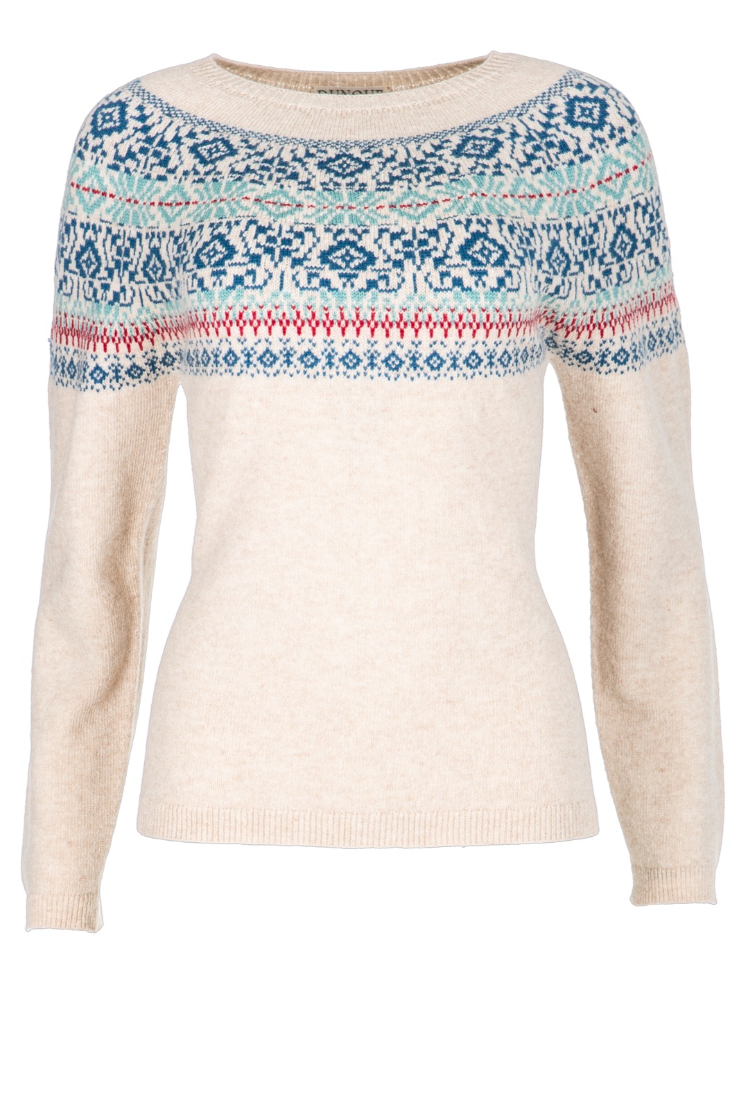 DUNQUE Jacquard-Pullover "Fair-Isle Knit and Wear" GOTS , Farbe natur-bunt, 100 % Bio-Baumwolle, Made in Germany
