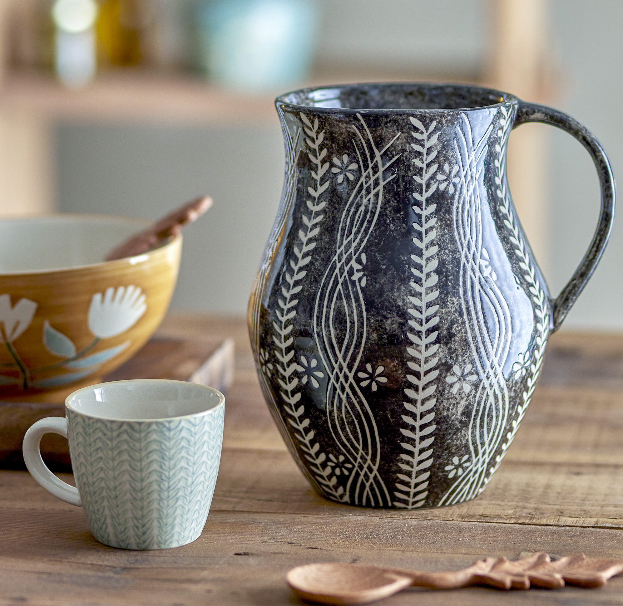 Aswan Krug, Schwarz, Steingut, D19,5xH21,5 cm von Bloomingville   