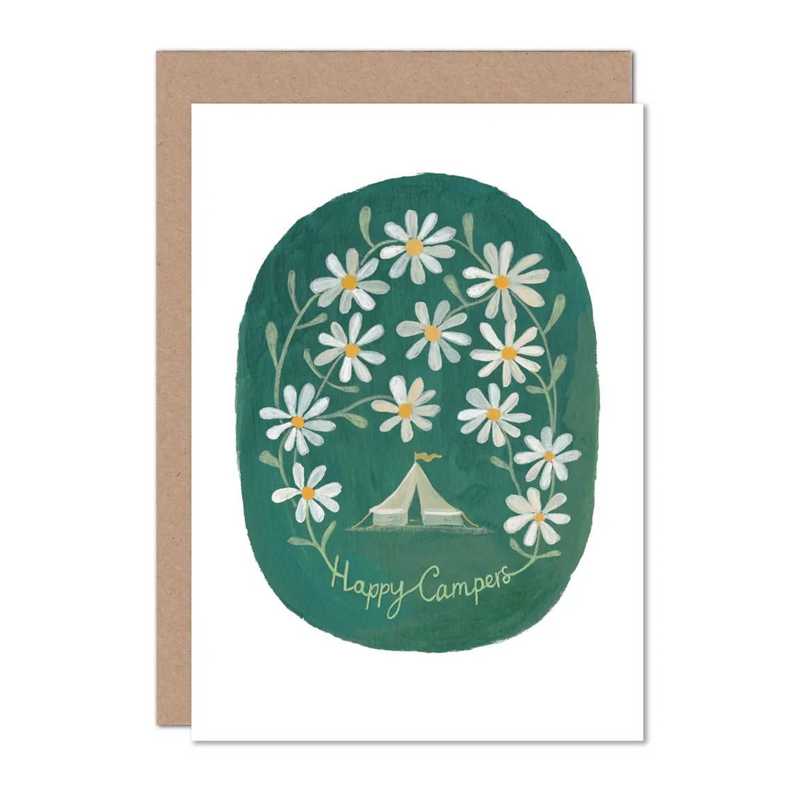 Doppelkarte "Happy Campers " aus England von Juliet Thomas Doodles , Camping-Karte für Bell-Zelte