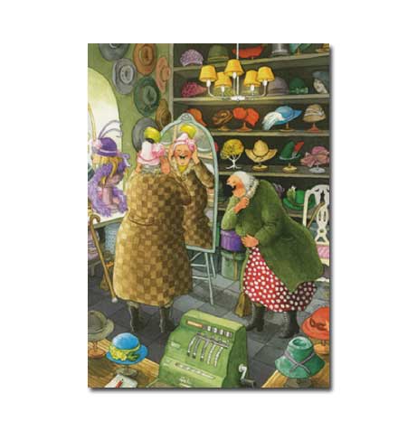 Postkarte Inge Löök "Frauen im Hutladen "  Löök Postkarte