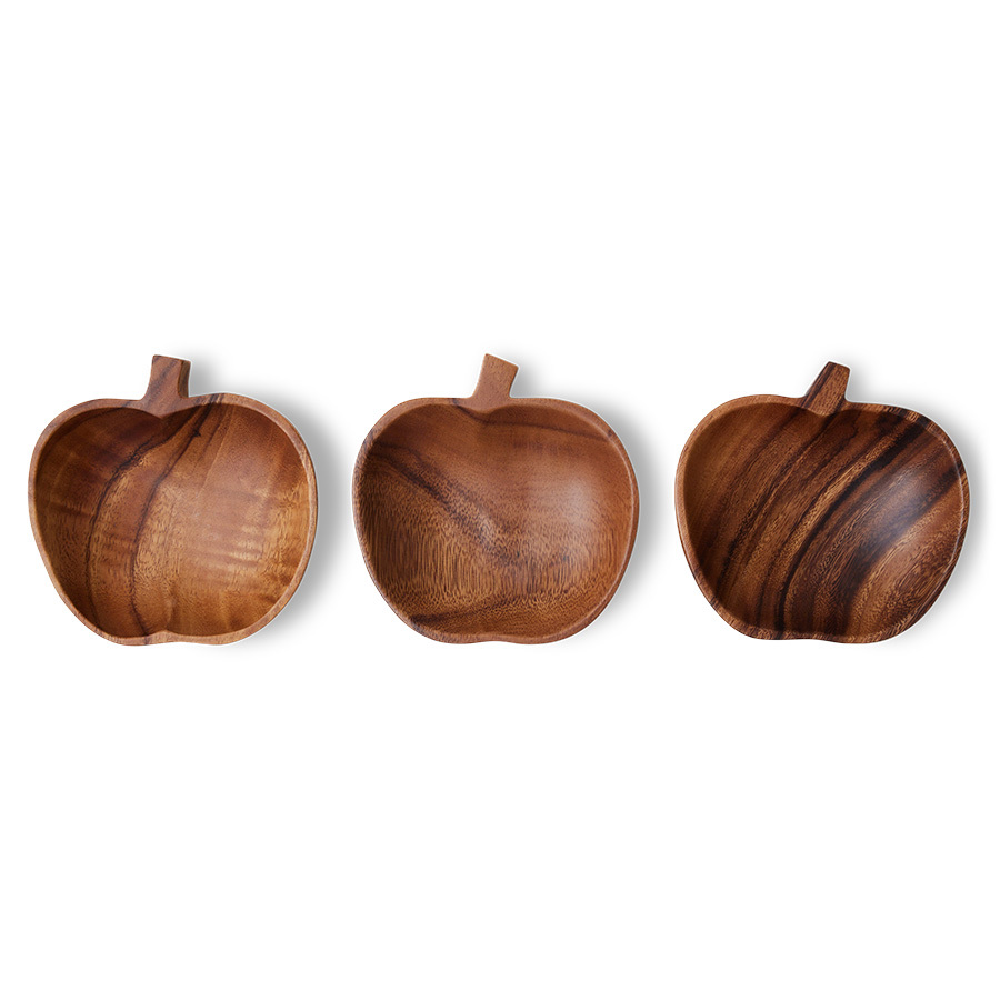HKliving Holzschale Acacia apple bowl, D. ca. 14 cm , Apfel Schale Holz