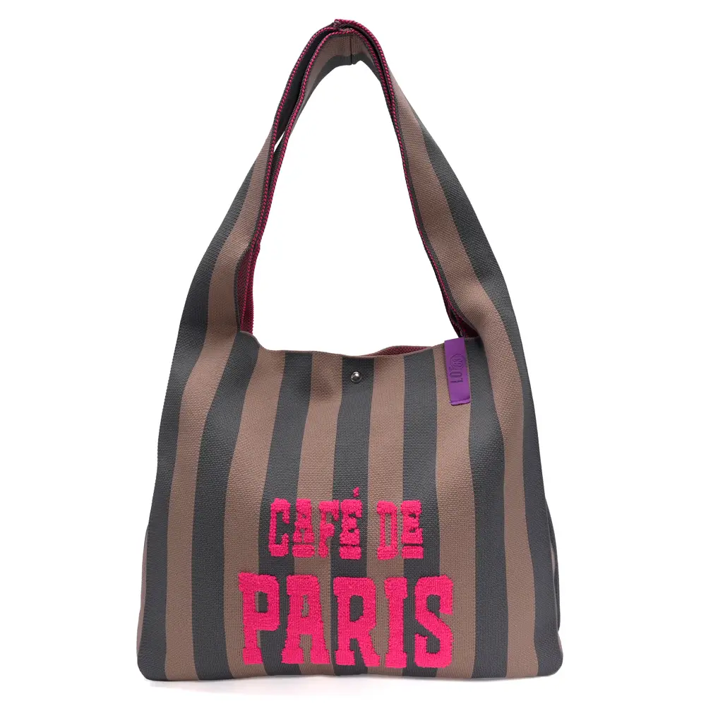 LOT83 Shopper Rebell Loïs 05, CAFE DE PARIS, Streifen braun , ca.  45 x 35 cm   
