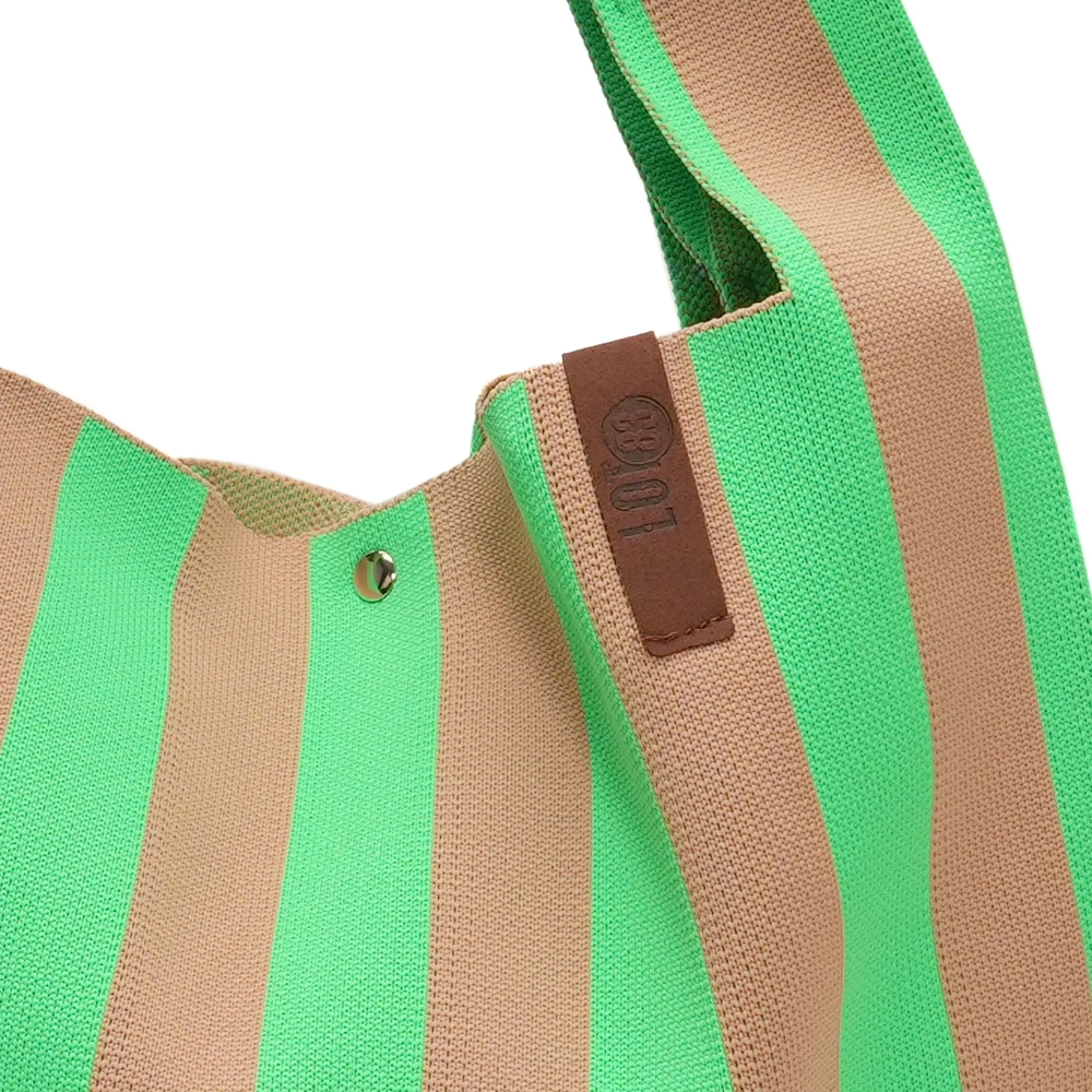 LOT83 Shopper Lois 98, Streifen Maigrün, ca.  45 x 35 cm