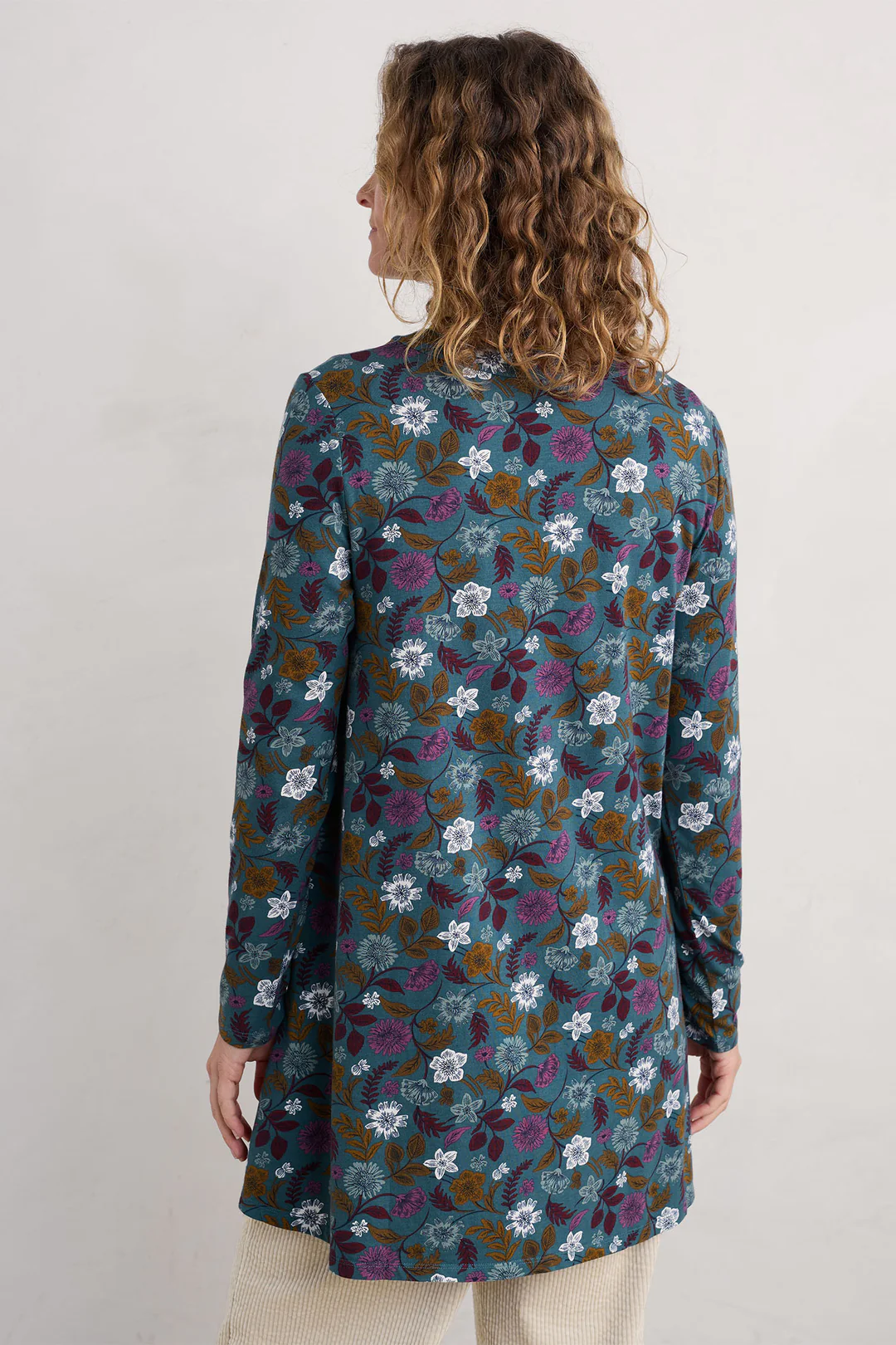 % SEASALT CORNWALL Tunika Wreathe Tunic-Woodblock Bloom Dusky Jade