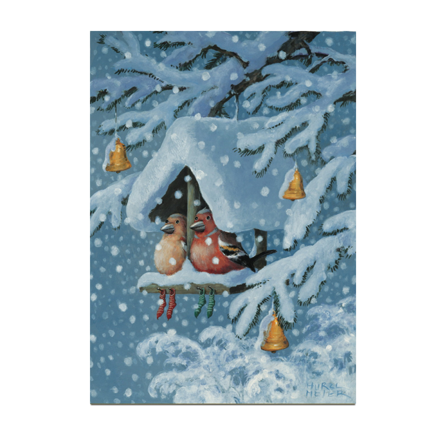 Inkognito Postkarte XMAS Vogelhäuschen  , Weihnachten 