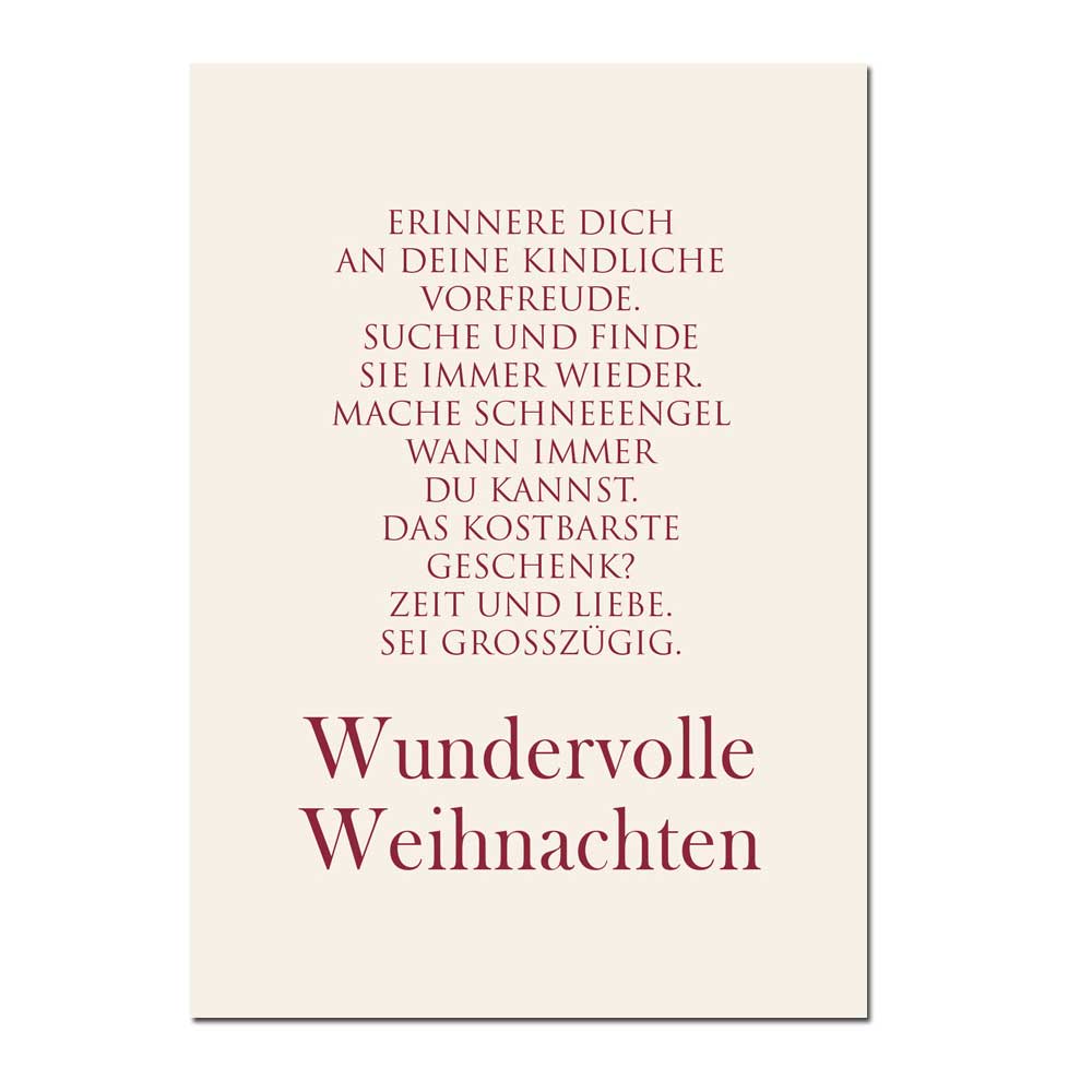 Wunderwort Postkarte CHRISTMAS "Wundervolle Weihnachten"
