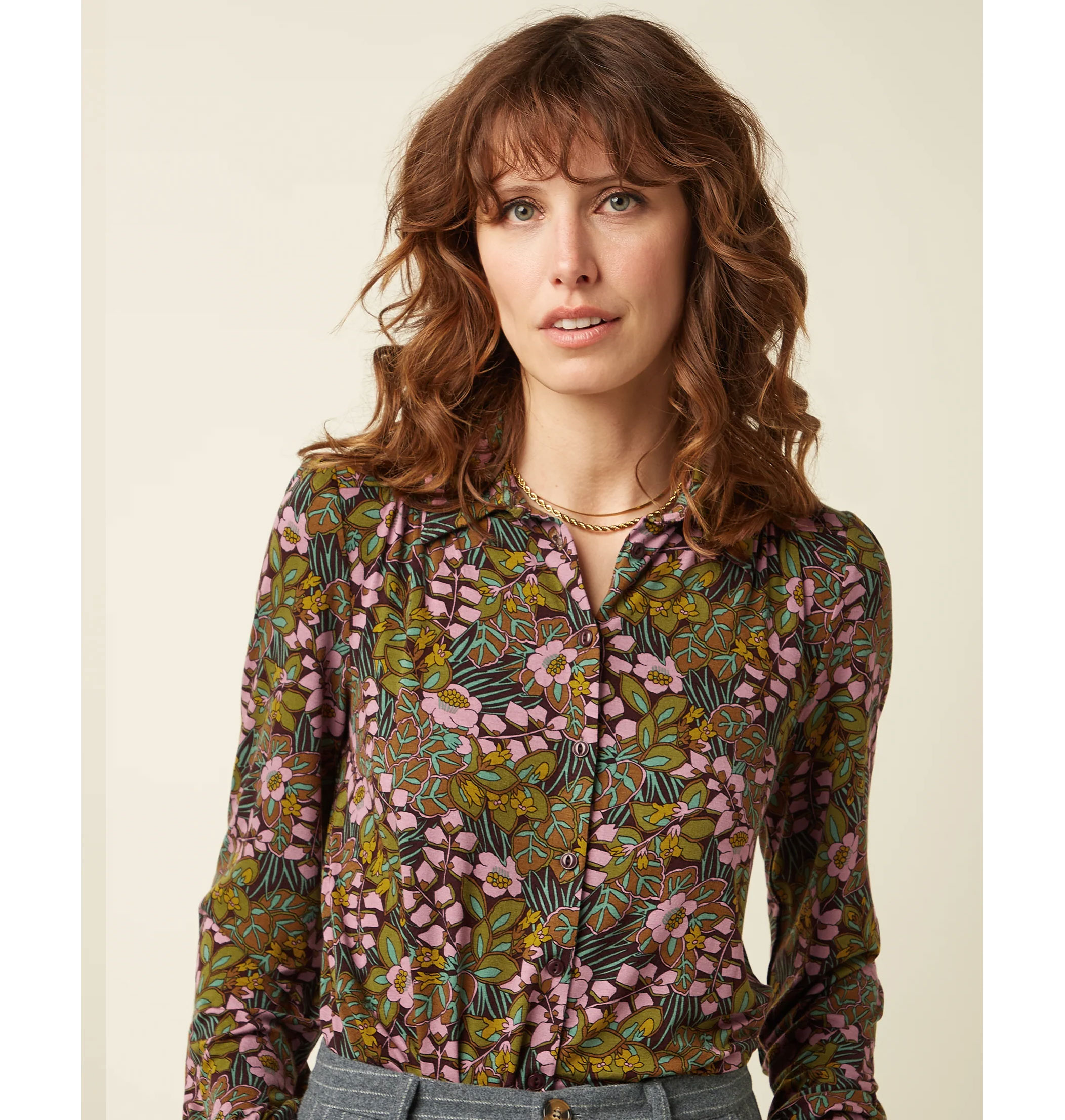 King Louie Carina Blouse Sierra, Farbe Bitter Chocolate - Sierra, Bluse