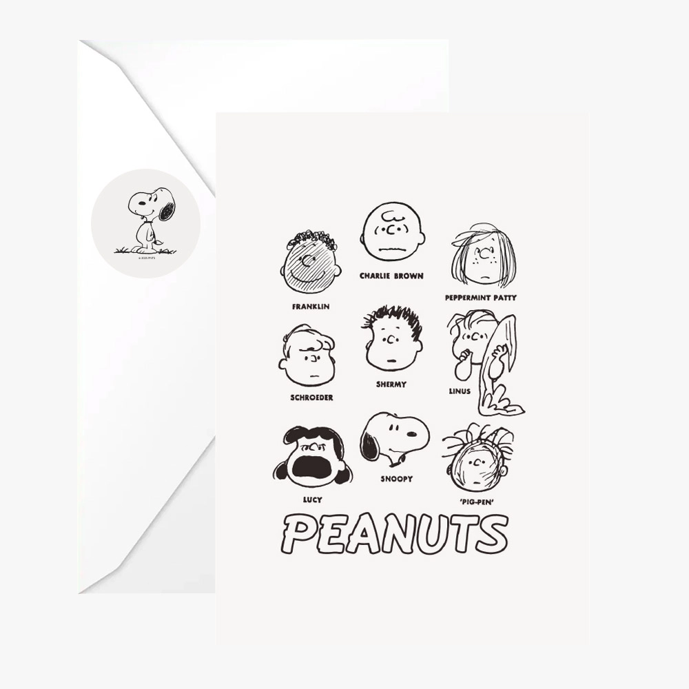 The Peanuts Doppelkarte PEANUTS+ Umschlag + Aufkleber von The Peanuts, weiß