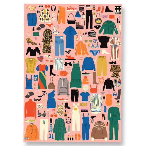 Geschenkpapier - Emma Cooter Draws (Fashionista), ca. 50 x 70 cm, 1 Papierbogen, Kleidung