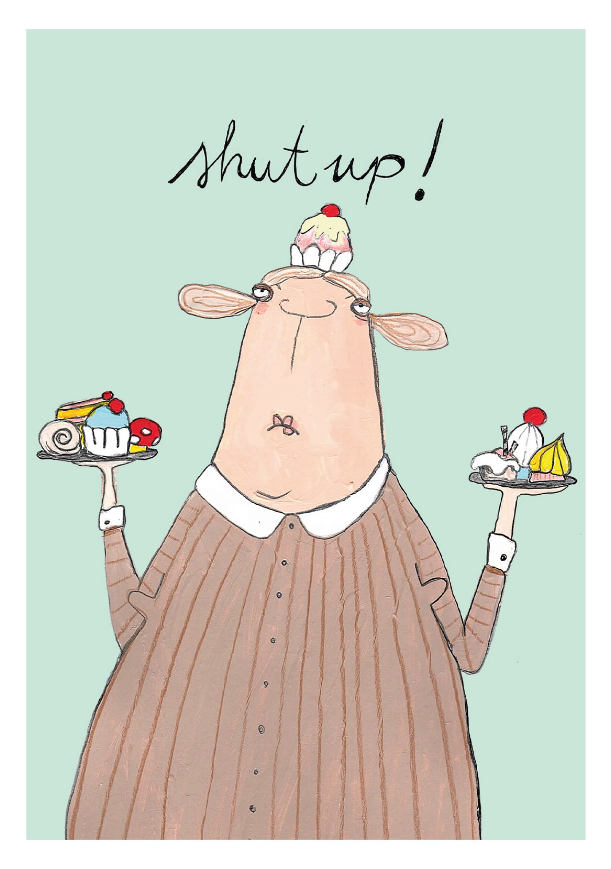 Postkarte kittiekatstudio "shut up" von kittiekatstudio
