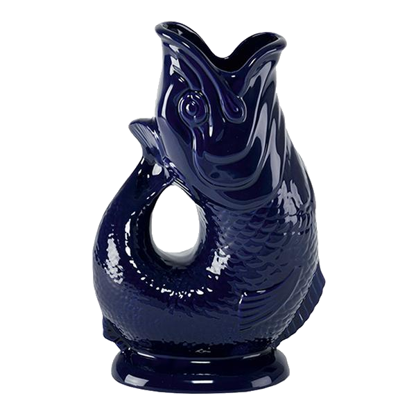 Gluckigluck Fisch Karaffe/ Vase XL dunkelblau, cobaltblue,  ca. 1,1 L, Höhe ca. 27 cm