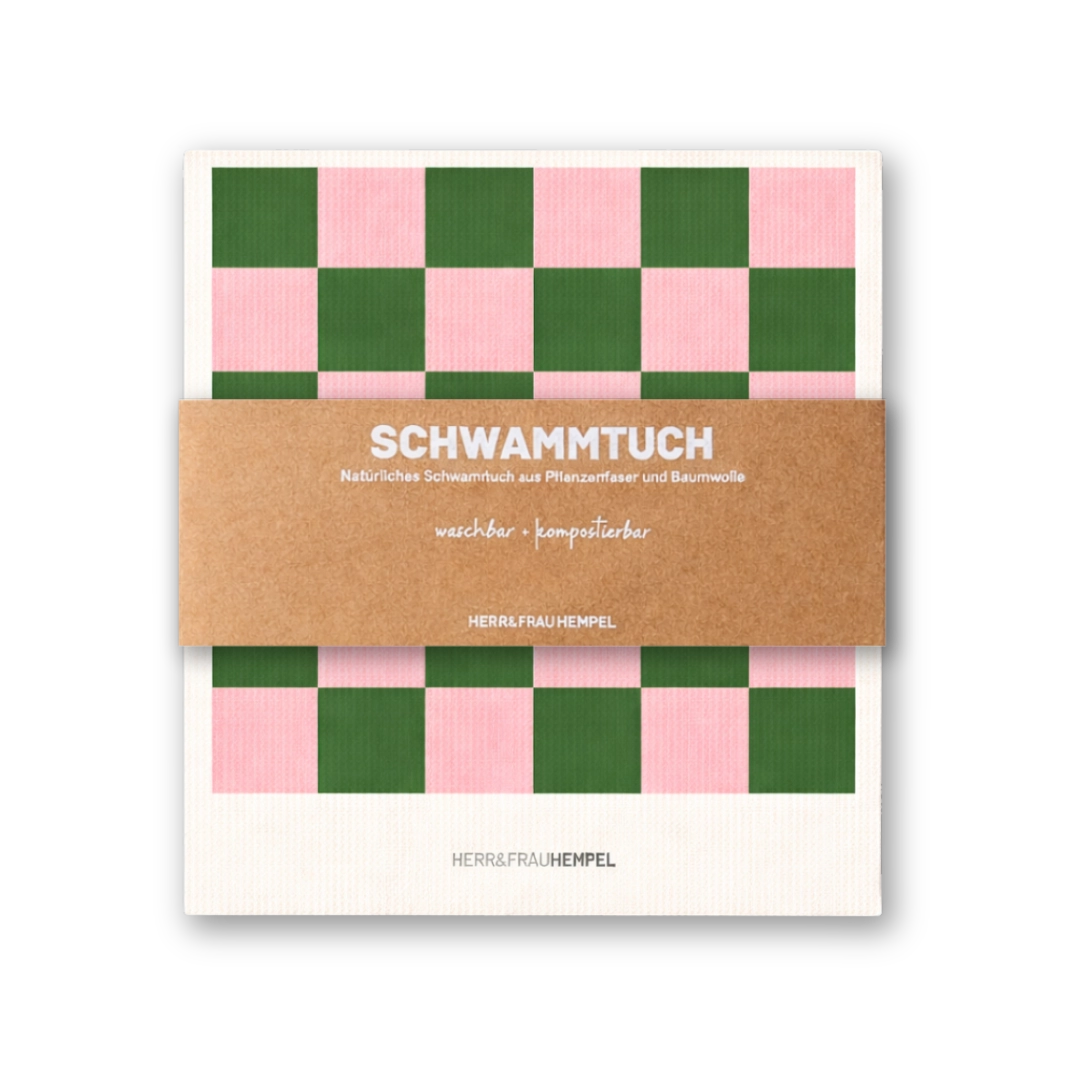 Schwammtuch Karo rosa-grün