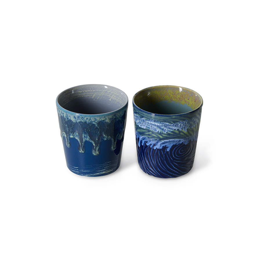 HKliving 70's Kaffee Becher Van Gogh 2er Set, STARRY NIGHT, 70s ceramics: Van Gogh coffee mugs starry night, set of 2