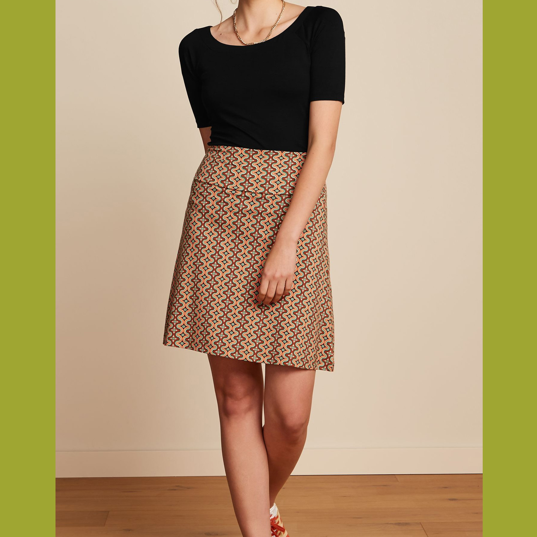 King Louie Border Skirt Twisted, Farbe: Black, Rock, Größe XL/42