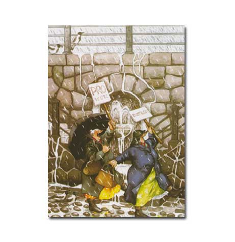 Postkarte Inge Löök "Frauen demonstrieren im Regen"  Löök Postkarte