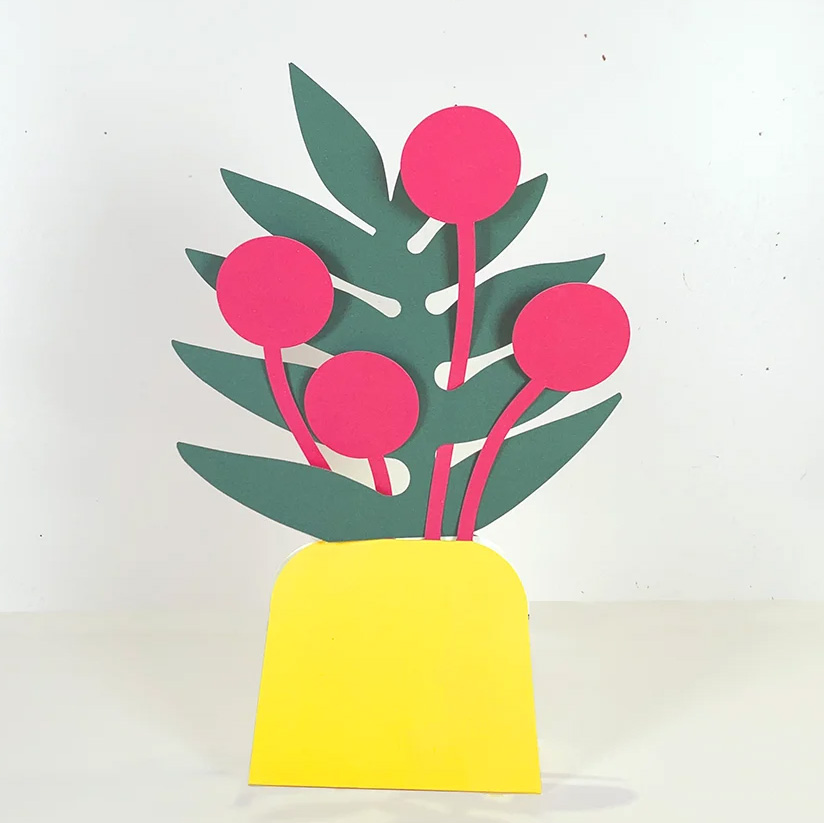 Klappkarte " Vase Flower" PopUp Karte mit Umschlag