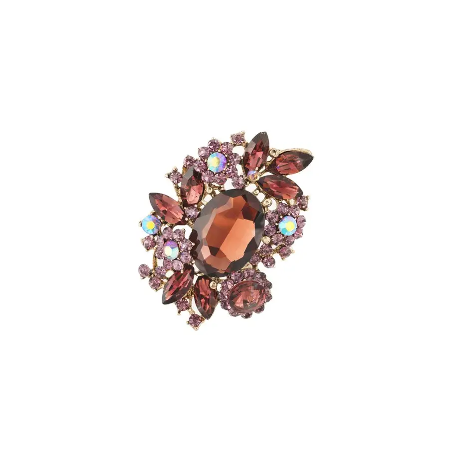Brosche Strass, Modeschmuck , bordeaux