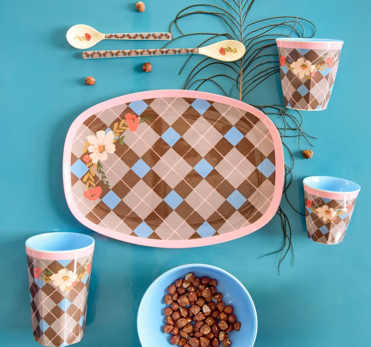 Rice Melamin Teller Rechteckig  groß Gorgeous Tile Print, ca. 22 x 30 cm