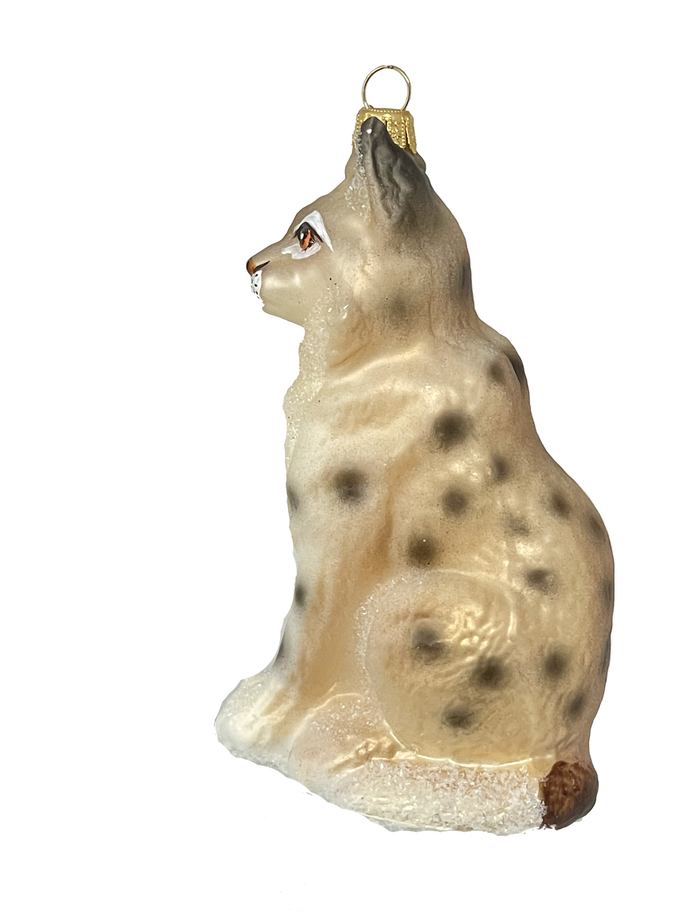 % Weihnachtskugel Luchs,  Glas , ca. 12,5 x 7 cm