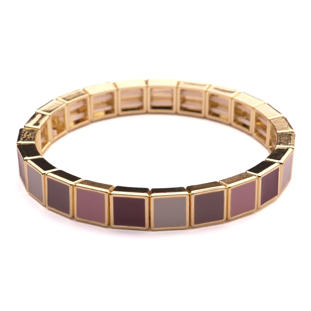Lot83 LizzyMae Armband Emaille - Quadrat - Gold - lila, Modeschmuck