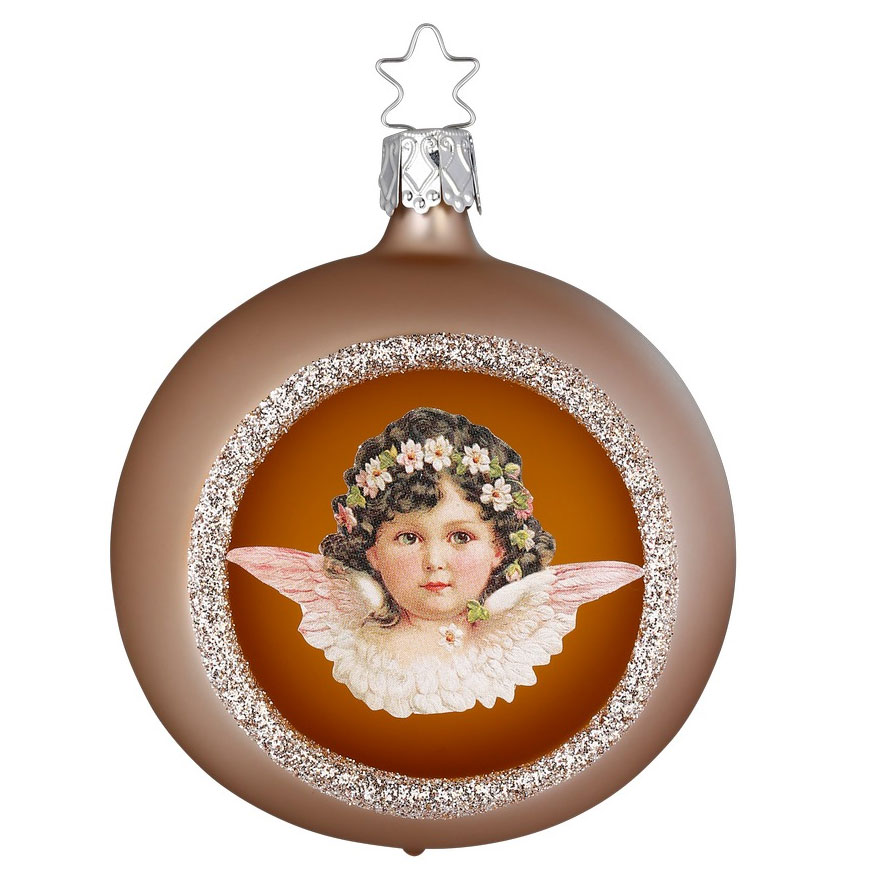 Inge Glas Christbaumkugel HIMMLISCHES FEST, steinbock matt, D.  8 cm , Weihnachtliche Poesie