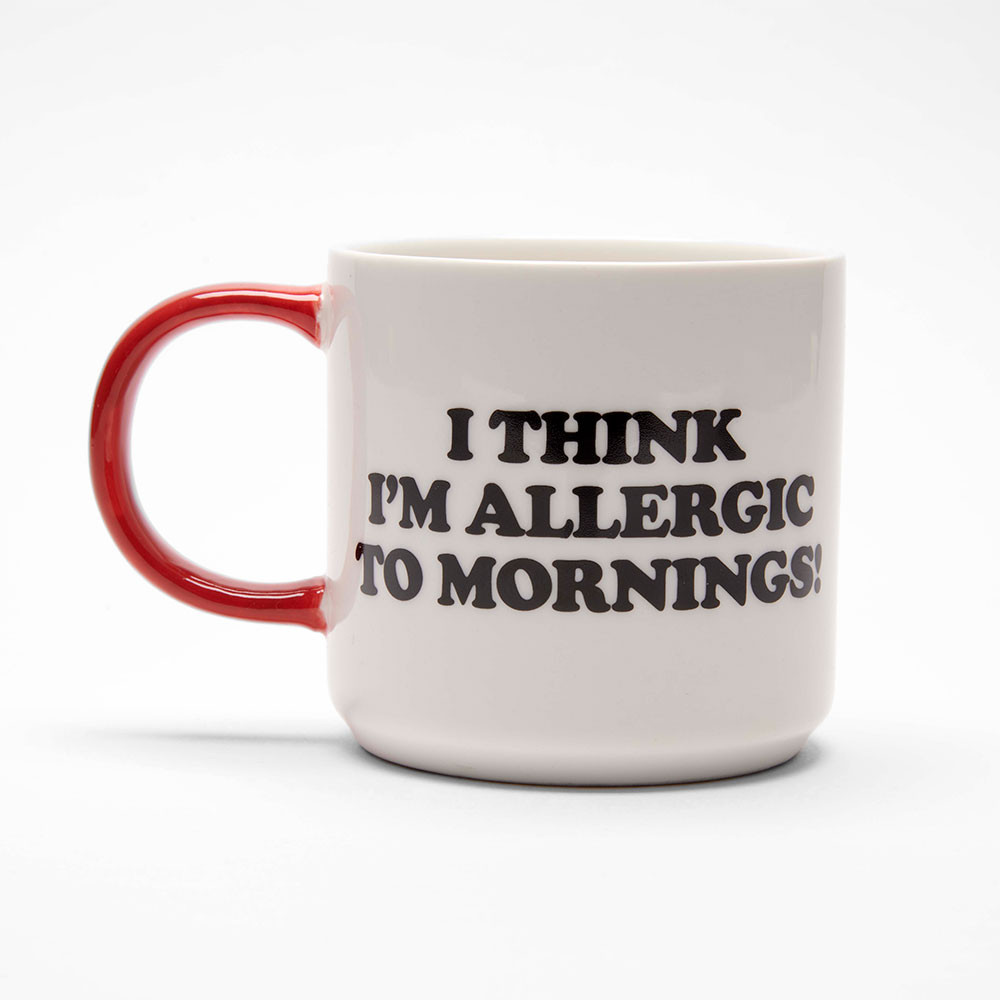 The Peanuts Becher " I THINK I'M ALLERGIC TO MORNINGS", Snoopy Tasse, ca. 330 ml 
