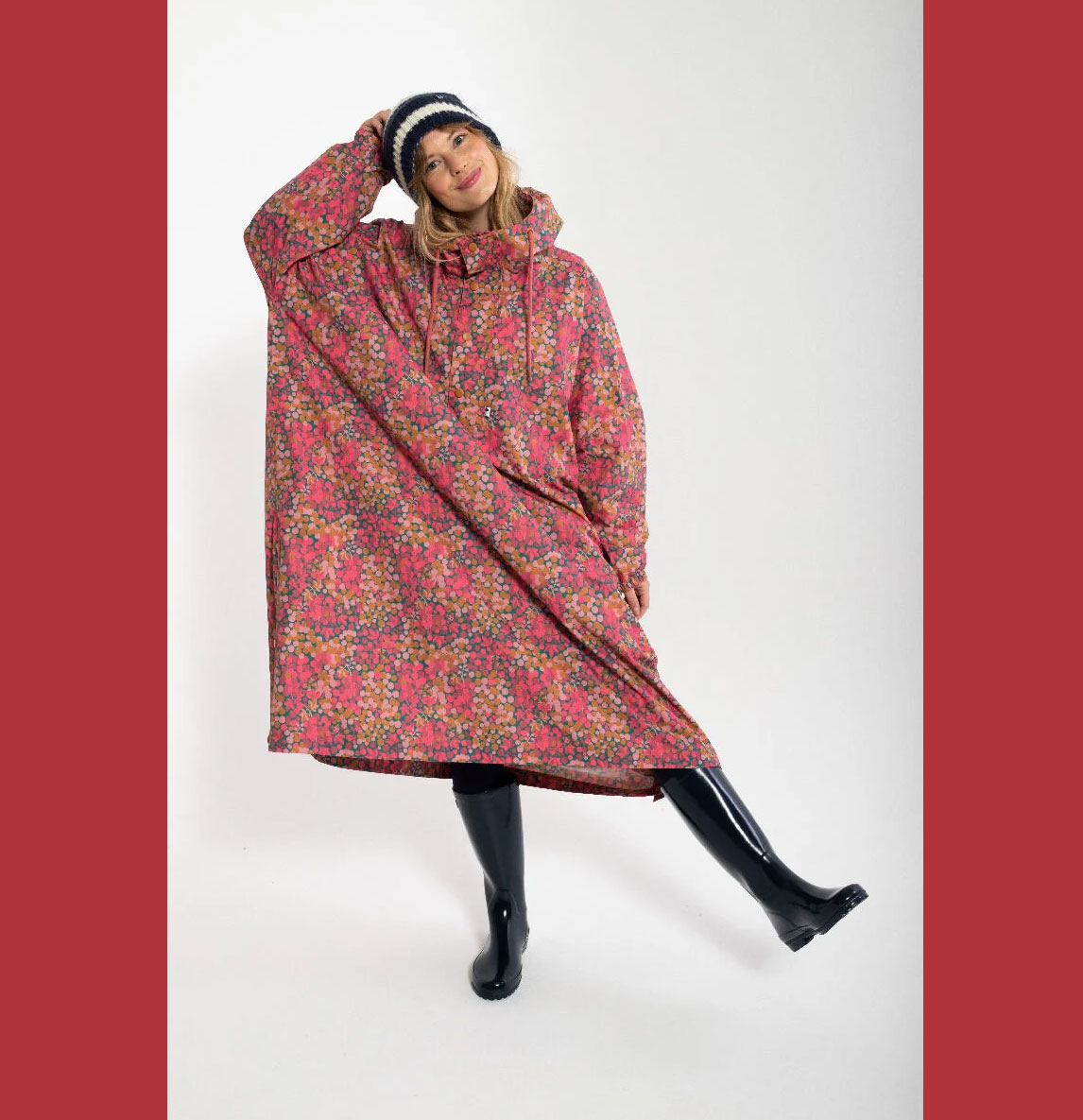 Danefae Danedream Drops Rain PonchoBerrygood Pink, Regenponcho Oversize